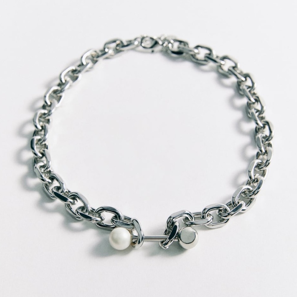 Pearl Link Necklace Silver